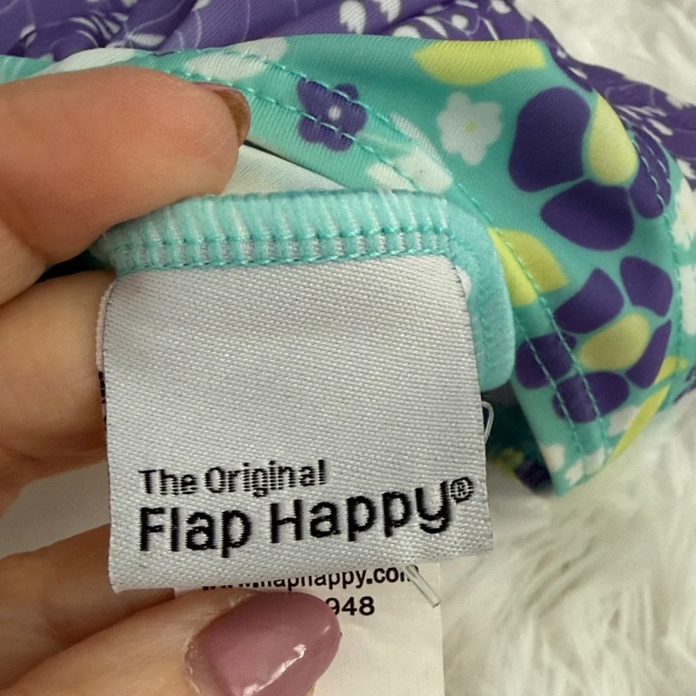 Flap Happy Teal and Purple Floral Ruffle One-Piece Swimsuit
